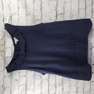 J Crew Silk Navy Blue Sleeveless Shell Blouse